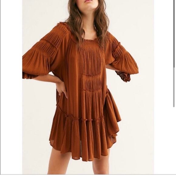 Free People Peach See Ya There Oversized Mini Dress Sz.L - Picture 2 of 16
